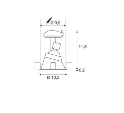 Spot encastrable, Horn-A, noir, IP44, Ø10,3cm, H12cm - SLV