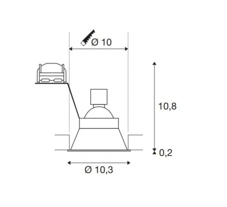 Spot encastrable, HORN-O, blanc, IP20, Ø10,3cm, H11cm - SLV