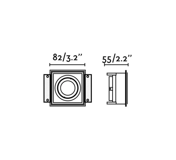 Spot encastrable, Hyde Square, orientable, trimless, noir, L8,2cm, H13cm - Faro