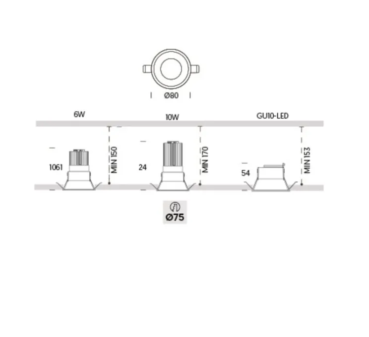 Spot encastrable, Kono 1, blanc, Ø8cm, H15,3cm - ONOK