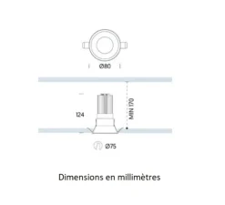 Spot encastrable, Kono 1, noir, IP54, LED, 3000K, 1000 lm, Ø8cm, H12,4cm - ONOK