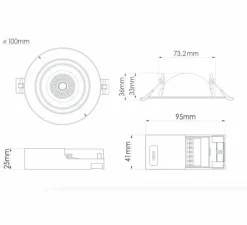 Spot encastrable, Léo orientable, aluminium brossé, IP65, LED, dim, 2700, 3000 ou 4000K, 650-690 lm, Ø7,3cm, H3,6cm - Solum