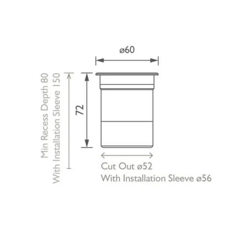 Spot encastrable, Lucca 60 narrow, acier inoxydable, IP67, LED, 2700K, 351 lm, Ø6cm, H7,2cm - John Cullen