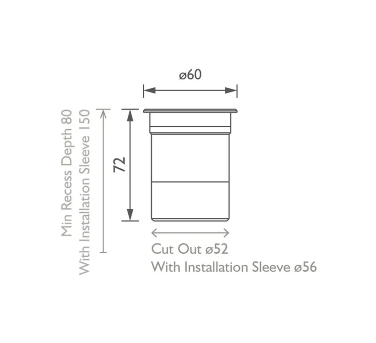 Spot encastrable, Lucca 60 narrow, acier inoxydable, IP67, LED, 2700K, 351 lm, Ø6cm, H7,2cm - John Cullen