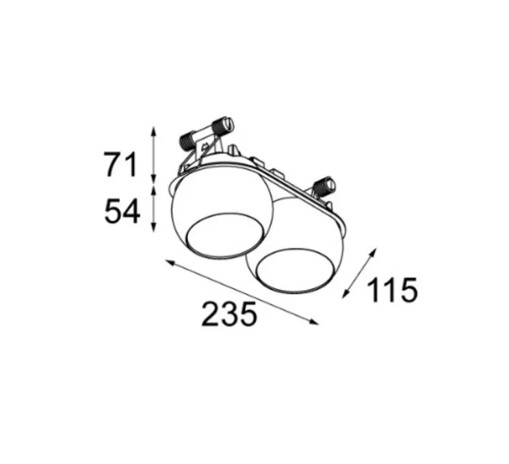 Spot encastrable, Marbul Recessed Adjustable 115 2x, blanc, LED, dim, 1800-3000K, 955 lm, L23,5cm, H5,4cm - Modular