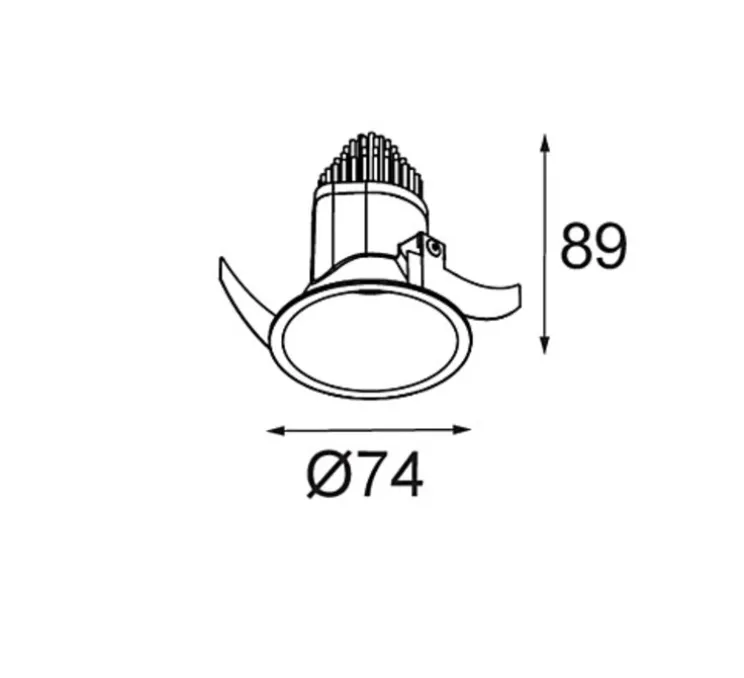 Spot encastrable, Modest Recessed 74 1x, blanc, IP55, LED, 2700K, 739 lm, Ø7,4cm, H8,9cm - Modular