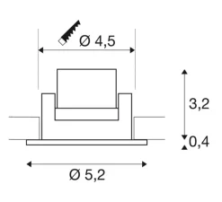 Spot encastrable, New Tria 45 simple, rond, CS, noir, IP44,LED, 3000K, 143lm, L5,2cm, H3,6cm - SLV