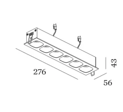 Spot encastrable, Pirro 6.0, blanc & noir, LED, 2700K, 6x383lm, L27,6cm, H4,3cm - Wever & Ducré