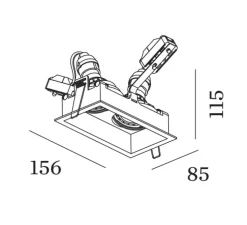 Spot encastrable, Plano 2.0 PAR16, noir, L15,6cm, H11,5cm - Wever&Ducré