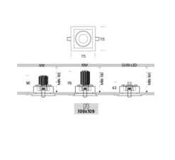 Spot encastrable, Ringo Box 1.2, orientable, noir et blanc, L20,8cm, H16cm - ONOK