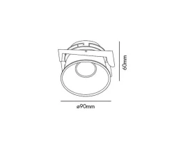 Spot encastrable, salle de bain, Fresh IP44, noir, Ø9cm, H6cm (hauteur plafond recommandée 14,5cm) - Faro