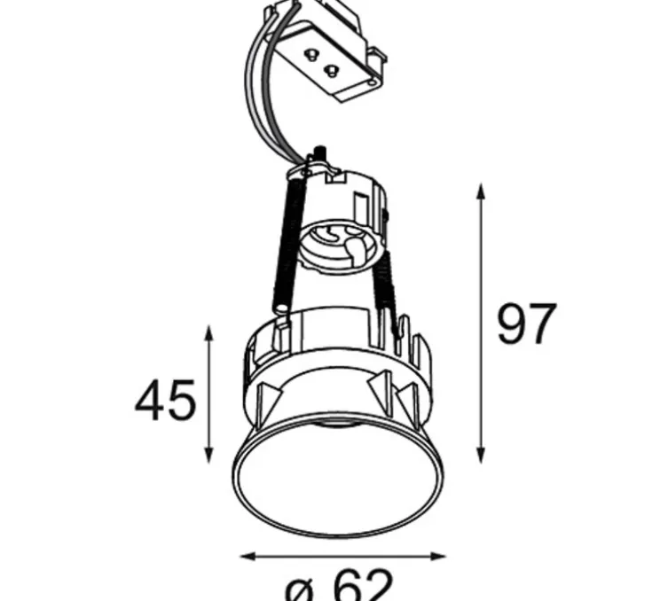 Spot encastrable, Tetrix Oblique Recessed 62 1x, noir chrome, Ø6,2cm, H4,5cm - Modular