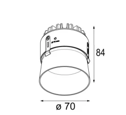Spot encastrable, Thimble 70, 30°, blanc, IP55, LED, 2700K, 442/595lm, Ø7cm, H8,4cm - Modular