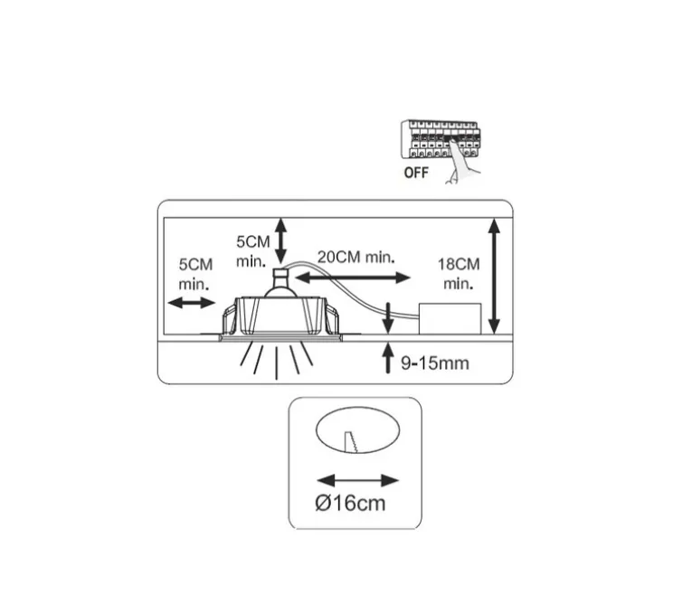 Spot orientable 30°, encastrable, Neu, blanc, Ø16cm, H6cm - Faro