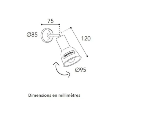 Spot ou applique en saillie, Azali 1521, Cuivre laiton vieilli, L9,5cm, H12cm - Moretti Luce