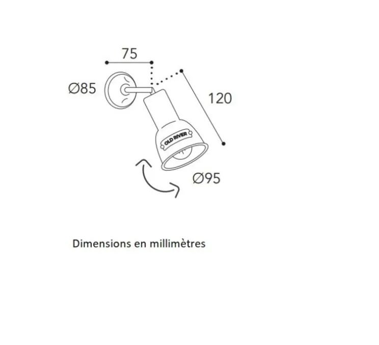 Spot ou applique en saillie, Azali 1521, Cuivre laiton vieilli, L9,5cm, H12cm - Moretti Luce
