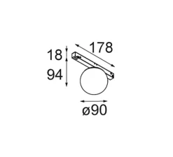 Spot pour rail, Gamin Track 48V 90 1x, noir, LED, dim, 3000K, 610 lm, Ø9cm, H9,4cm - Modular