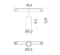 Spot pour rail, Gravity 8W 15°, noir, LED, dim, 2700K, 500 lm, L18,4cm, H13,9cm - Ilti Luce