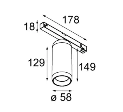 Spot pour rail, Kogel Track 48V Adjustable 58 1x, blanc, LED, dim, 2700K, 842 lm, Ø5,8cm, H14,9cm - Modular