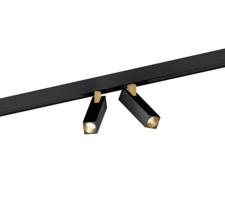 Spot pour rail, Mick on Strex 2.0, noir et or, LED, dim, 2700K, 890 lm, L17,1cm, H13cm - Wever&Ducré