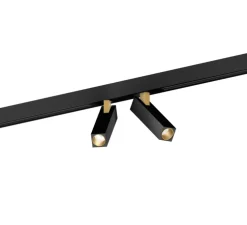 Spot pour rail, Mick on Strex 2.0, noir et or, LED, dim, 2700K, 890 lm, Ø2,6cm, H13cm - Wever&Ducré