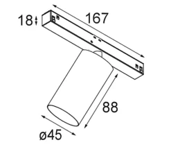 Spot pour rail, Minude Track 48V Adjustable 45 1x, noir, LED, dim, 2700K, 579 lm, Ø4,5cm, H8,8cm - Modular