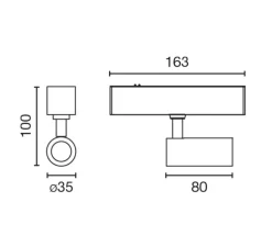 Spot pour rail, Neso Hole 40°, noir, LED, 2700K, 430 lm, L16,3cm, H10cm - Faro Architectural