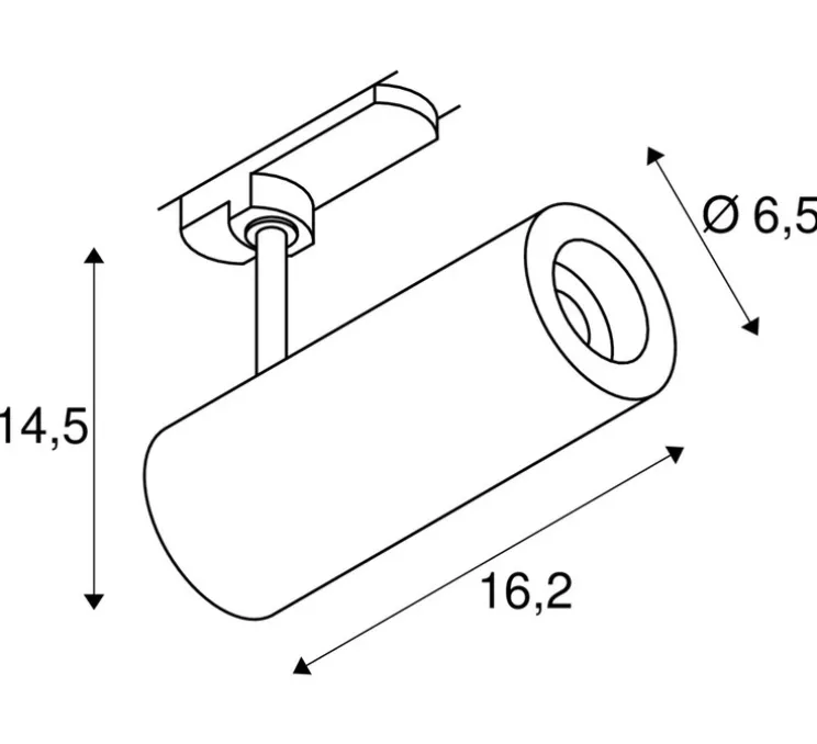Spot pour rail, Numinos S, noir, LED, dim, 2700K, 985 lm, L16,2cm, H14,5cm - SLV