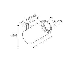 Spot pour rail, Numinos Zoom M Dali, noir, LED, dim, 3000K, 1800 lm, L19cm, H16,5cm - SLV