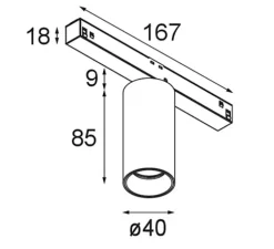 Spot pour rail, Nyto 40 1x, blanc, LED, dim, 2700K, 780 lm, Ø4cm, H8,5cm - Modular