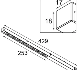 Spot pour rail, Pista Linear Spots Track 48V 429 1x, noir, LED, dim, 2700K, 1428 lm, DALI, L42,9cm, H1,8cm - Modular