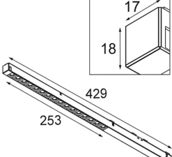 Spot pour rail, Pista Linear Spots Track 48V 429 1x, noir, LED, dim, 3000K, 1530 lm, L42,9cm, H1,8cm - Modular