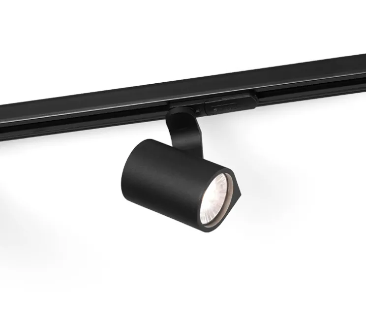 Spot pour rail, Sqube On Track, 1-phase, noir, LED, 2700K, 415lm, Ø5,5cm, H10cm - Wever&Ducré