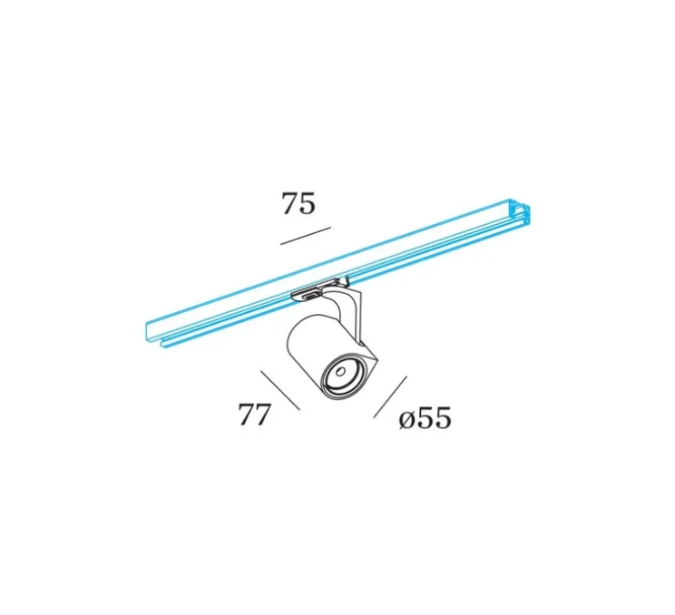 Spot pour rail, Sqube On Track, 1.0 LED, noir, LED, 3000K, 430lm, Ø5,5cm, H7,7cm - Wever&Ducré
