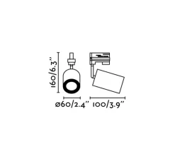 Spot, projecteur, rail, Stan, LED, blanc, orientable, 2700k, 1200lm, Ø6cm, H14.7cm - Faro