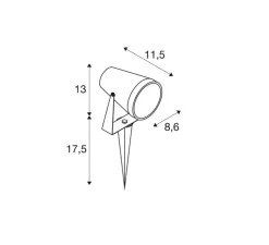 Spot, Samrina sur piquet, noir, IP65, L11,5cm, H30,5cm - SLV