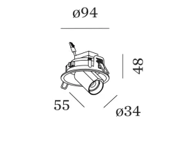 Spot semi-encastré, Bliek Round Petit 1.0, montage ressort, noir, LED, 2700K, 440lm, Ø9,4cm, H5,5cm - Wever&Ducré