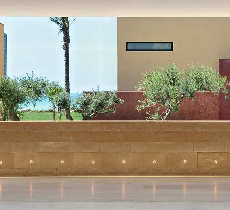 Spot semi-encastré, G-O Amer Light, acier, halo ambre, IP65, LED, 3000K, 2lm, Ø4,4cm, H5,6cm - Flos