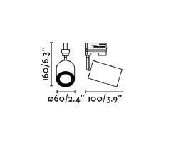 Spot Stan sur rail, noir, Ø6cm, H10cm - FARO