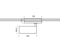 Spot sur rail, Focus 80 T, noir, LED, dim, 2700K, 2437 lm, Ø8cm, H15cm - ONOK