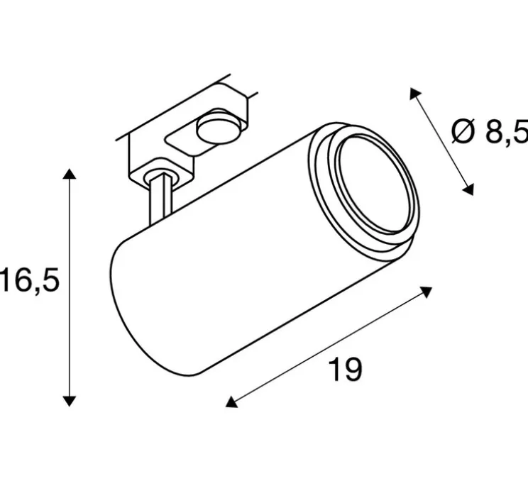 Spot sur rail, Numinos ZOOM M PHASE, blanc, LED, dim, 3000K, 750-1800 lm, Ø18,5cm, H16,5cm - SLV