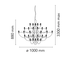 Suspension, 2097/50, laiton (ampoules transparentes), 2200K, Ø100cm, H88cm - Flos