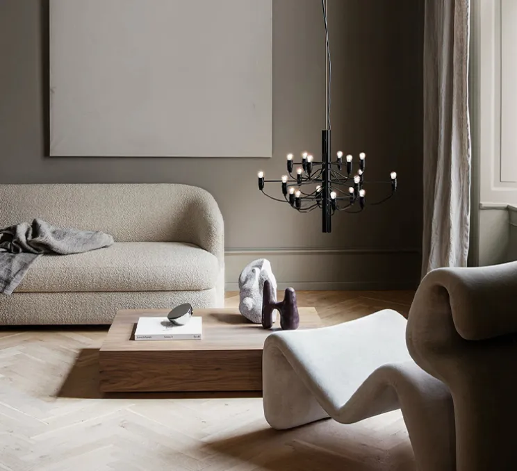 Suspension, 2097/18, noir (ampoules dépolies), 2700K, Ø69cm, H51cm - Flos