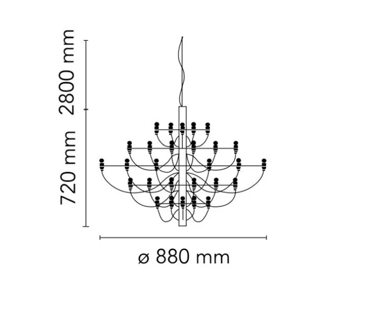 Suspension, 2097/30, noir (ampoules dépolies), 2700K, Ø88cm, H72cm - Flos