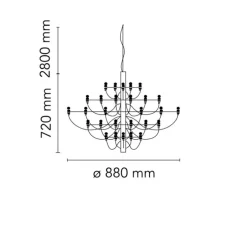 Suspension, 2097/30, noir (ampoules transparentes), 2200K, Ø88cm, H72cm - Flos