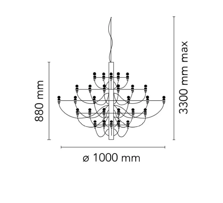 Suspension, 2097/50, noir (ampoules transparentes), 2200K, Ø100cm, H88cm - Flos