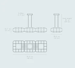 Suspension, 1979 Triple, noir mat, LED, dim, 3000K, 4800 lm, L91,5cm, H12,7cm - Darmes