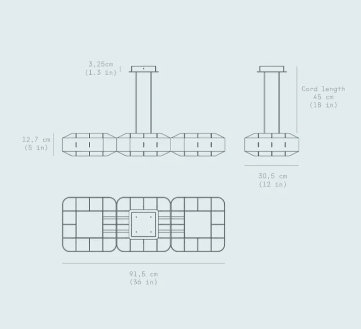 Suspension, 1979 Triple, noir mat, LED, dim, 3000K, 4800 lm, L91,5cm, H12,7cm - Darmes