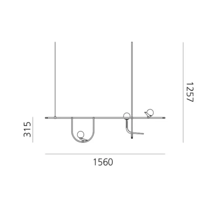 Suspension , Yanzi SC1, LED, dimmable, laiton, noir, 3000K, 841lm, L156cm - Artemide
