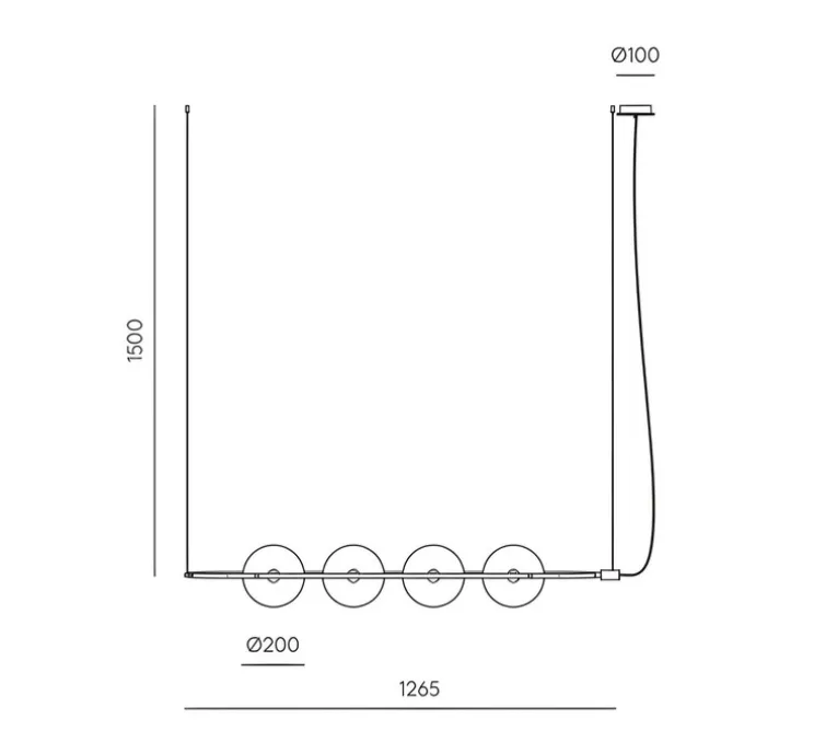 Suspension, Abbacus, laiton mat, L126,5cm, H20cm - Aromas del Campo